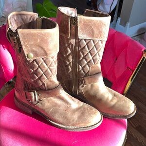 UGG Tan Quilted Leather Boots